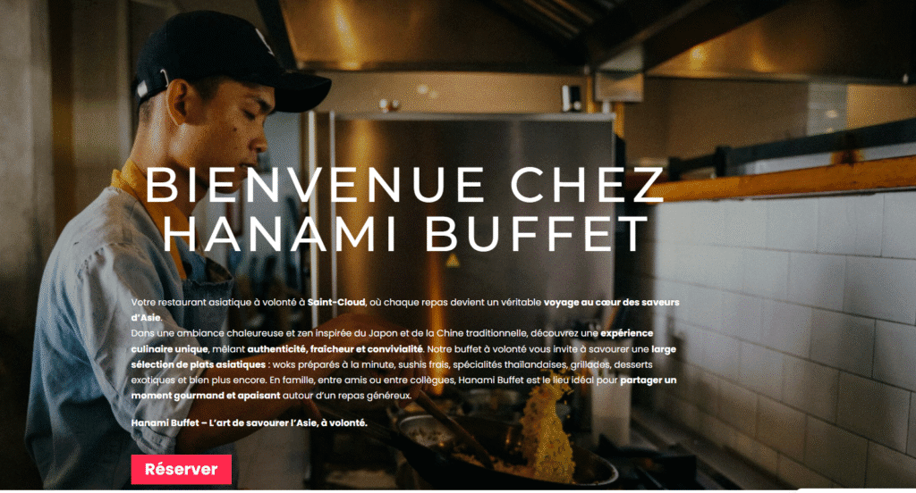 Page d'accueil de Hanami Buffet